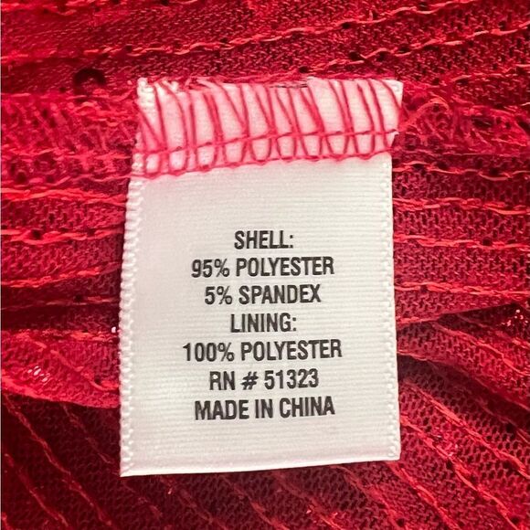 CeCe Sequined V-Neck Cap-Sleeve Red Blouse-Size Large - Picture 7 of 7